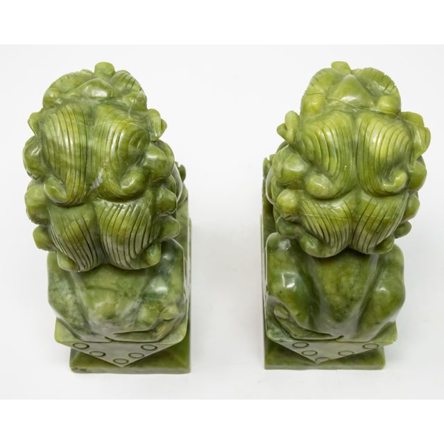 Chinese Carved Jade Stone Guardian Lion Figurines a Pair Chairish