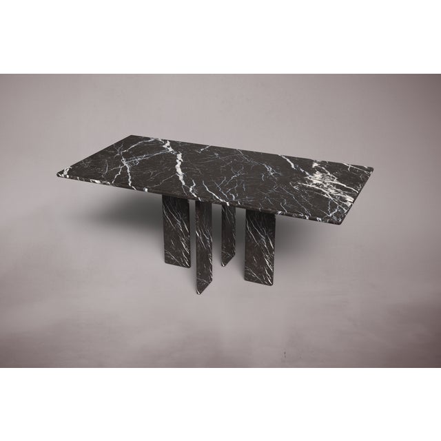 Modern Luna Rectangular Alexander Black Marble Dining Table 72" For Sale - Image 3 of 5