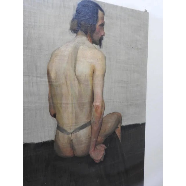 Paint 20th Century Robert Whitmore Oil Painting, "Male Model" For Sale - Image 7 of 12
