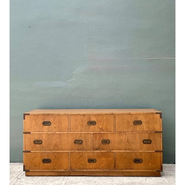 Vintage Brass Accented Campaign Dresser For Sale - Image 10 of 17