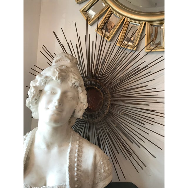 Vintage Sunburst Wall Decor Gilt Wood Mirror For Sale - Image 4 of 5