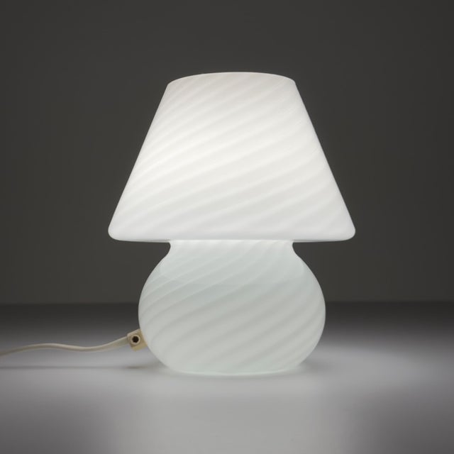 White Vintage Swirl Murano Glass Table Lamp, 1970s For Sale - Image 8 of 14