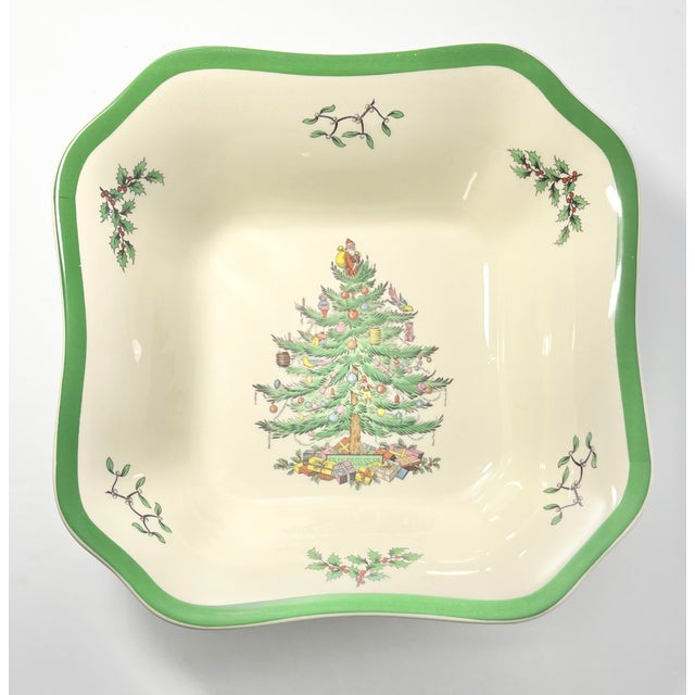 Ceramic Spode “Christmas Tree” 7-Piece Ceramic Dinnerware Serving Hostess Set For Sale - Image 7 of 12