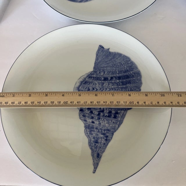 1990s Vintage Mid-Century Modern Fitz & Floyd Coquille Coastal Seashell Blue Dinner Plate - Set of 4 For Sale - Image 5 of 6