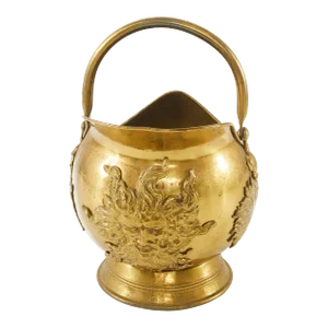 19th Century English Brass Fireplace Scuttle Bucket