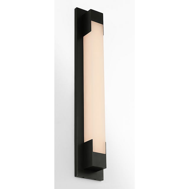 Visual Comfort Kelly Wearstler for Visual Comfort Signature Covet 26" Bracketed Bath Light in Bronze with Alabaster For Sale - Image 4 of 8