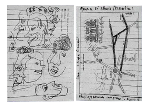 Alberto Moravia, Ticket Map, Letters With Sketches, 1956
