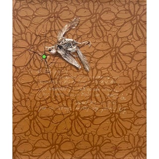 The Mustard Seed by Ifeoluwa Alade | Acrylic and glow in the dark medium on canvas depicting a skeletal insect on textured background. For Sale
