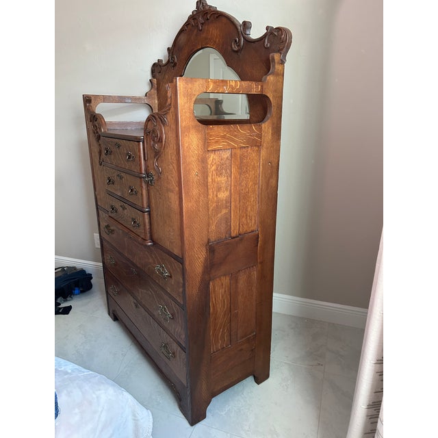 Antique Oak 1920's Wardrobe For Sale - Image 4 of 14