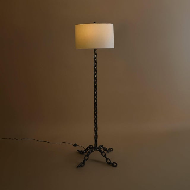 Black French Iron Chain Floor Lamp, 1960s For Sale - Image 8 of 12