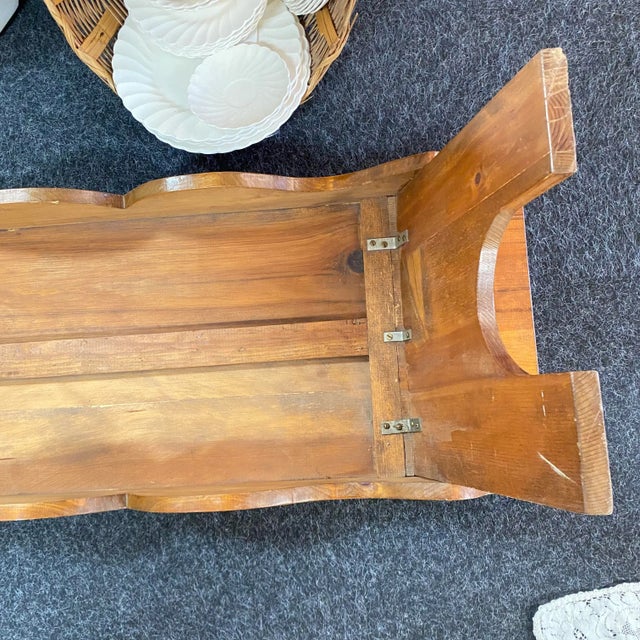 Danish Style Folk Art Wood Bench Handcrafted For Sale - Image 14 of 14