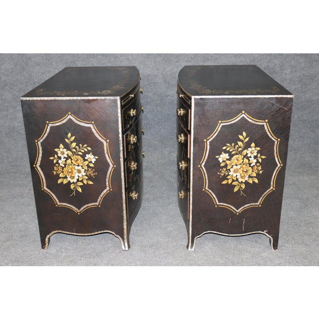 Paint Pair 1980's Baker Chinoiserie Style Paint Decorated Bachelor Chests For Sale - Image 7 of 17