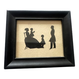 19th-Century American Folk Art Multi-Figure Family Group Silhouette For Sale