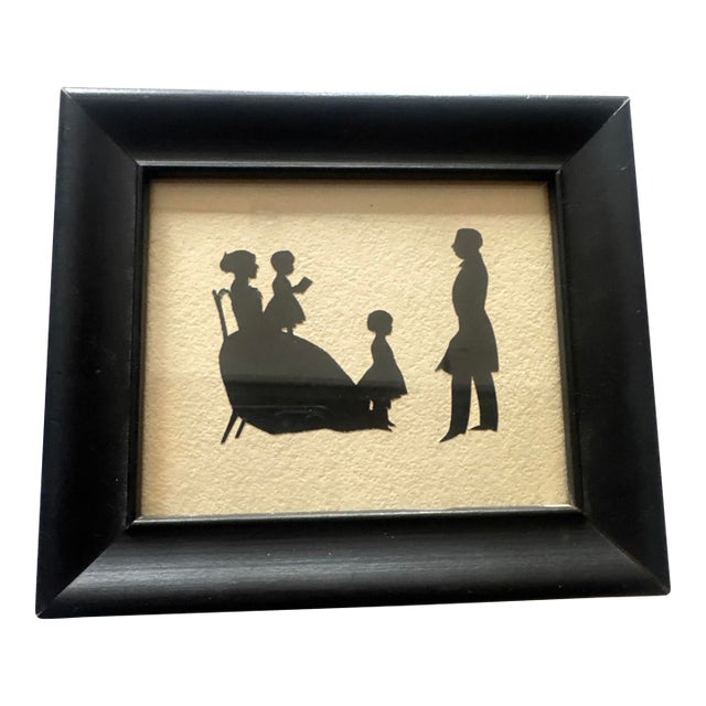 19th-Century American Folk Art Multi-Figure Family Group Silhouette For Sale