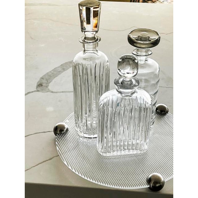 1970s Crystal Platter/ Tray With Metal Ball Feet For Sale - Image 4 of 7