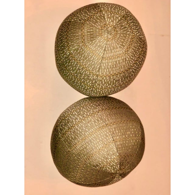 Mid-Century Style Round Blue Pillows - A Pair Chairish