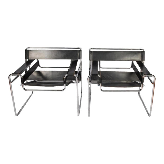 Vintage Pair of Wassily Style Armchairs For Sale