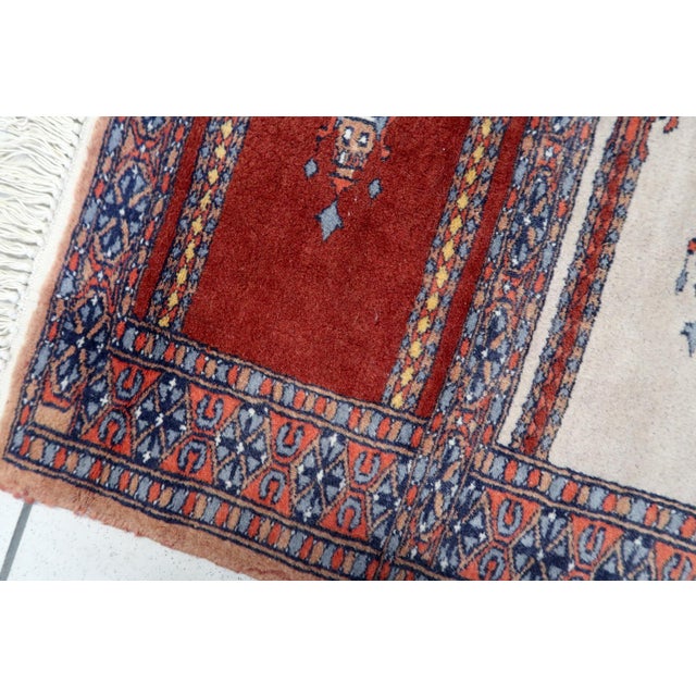 1960s, Handmade Vintage Pakistani Lahore Prayer Rug 1.9' X 1.9' For Sale - Image 9 of 10