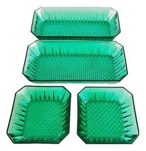 Mid-Century Square Emerald Green Glass Bowls from Arcoroc, 1960s, Set of 4