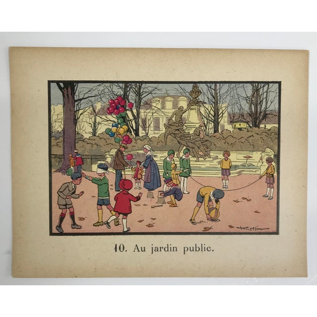 This illustration is representative of a genre widely used in early French educational publishing, particularly in primary...