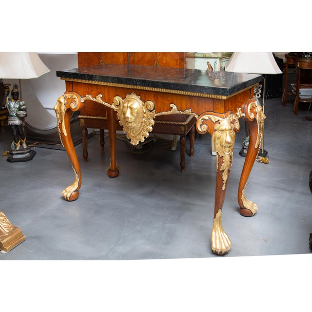 Traditional Regency Style Console Table With Gilt Decorations For Sale - Image 3 of 6