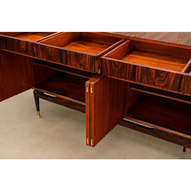 Giuseppe Scapinelli Rosewood Credenza With Brass Sabots, Brazilian Modern, 1950s For Sale - Image 11 of 18