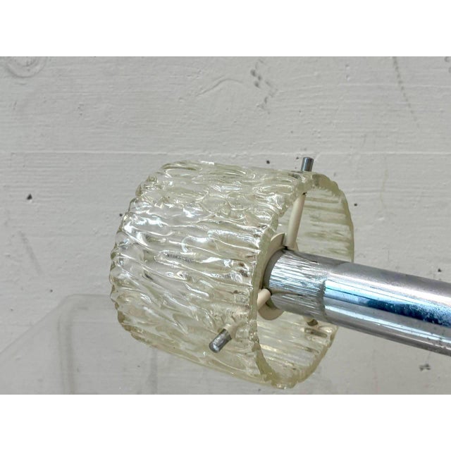 Glass Vintage Pendant Lamp in Textured Glass and Chrome from Kaiser Leuchten, 1970s For Sale - Image 7 of 11