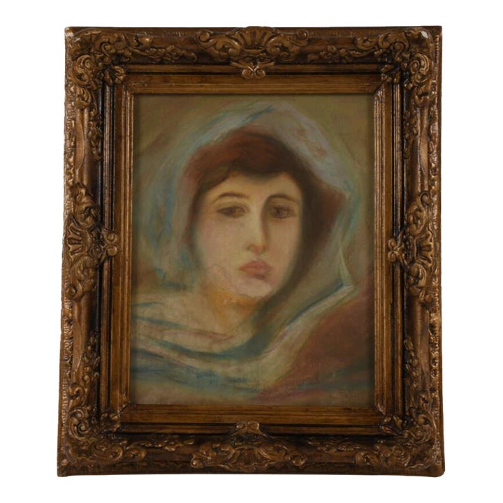 Framed Pastel Portrait of a Lady | Chairish