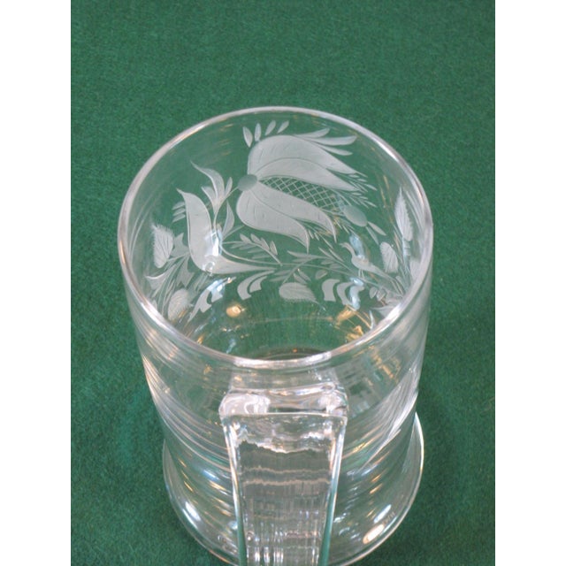 Late 20th Century Beer Stein Hand Worked Flint Glass, Hand Wheel Engraved, Mma Copy in Style Of: Stiegel, German For Sale - Image 4 of 12