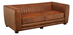 Art Deco Style Brown Leather Sofa