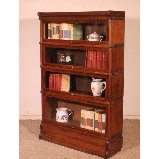 Modular Bookcase in Oak from Globe Wernicke, 1890s, Set of 4 For Sale - Image 9 of 11
