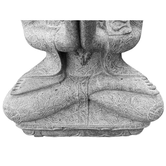 Vintage Sitting Stone Garden Buddha Statue For Sale In Los Angeles - Image 6 of 9