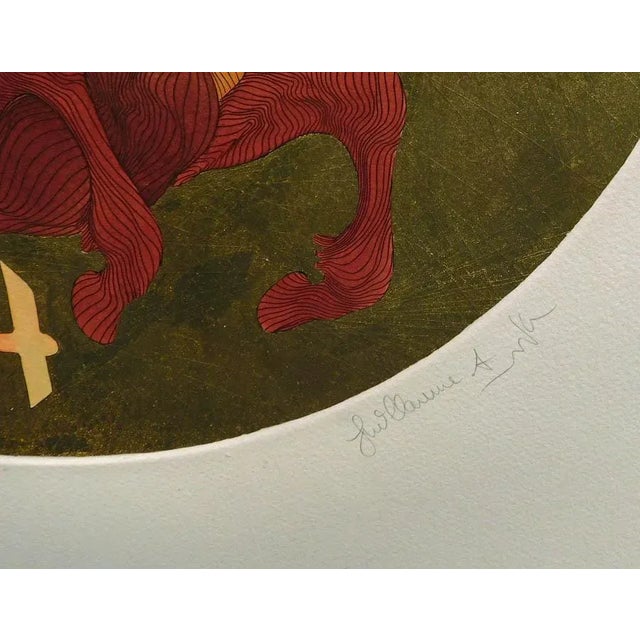 Guillaume Azoulay Sagittaire Gold Leaf 1988 Embellished Etching Art For Sale - Image 4 of 5