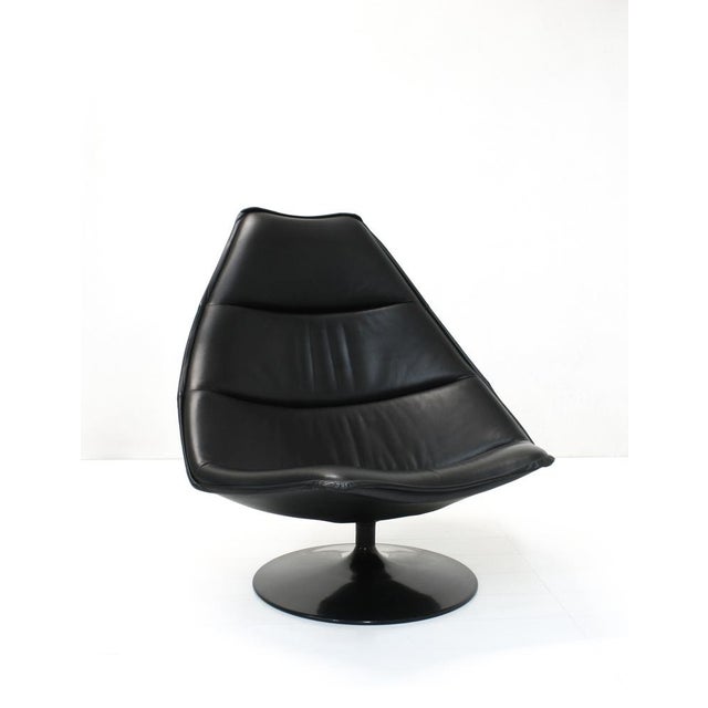 Black Leather F585 Swivel Lounge Chair by Geoffrey Harcourt for Artifort, 1970s For Sale - Image 15 of 16