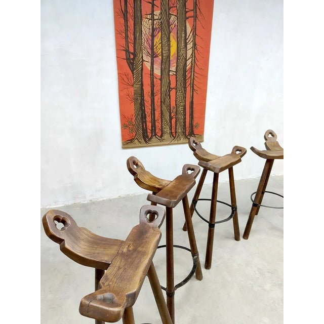 Brutalist Vintage Brutalist Spanish Bar Stools For Sale - Image 3 of 8