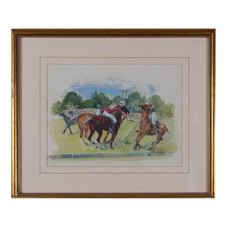 British Polo Match #5 Watercolour by Helen Anderson (British, 20th Century) For Sale