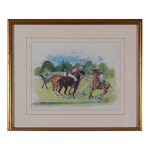 British Polo Match #5 Watercolour by Helen Anderson (British, 20th Century)