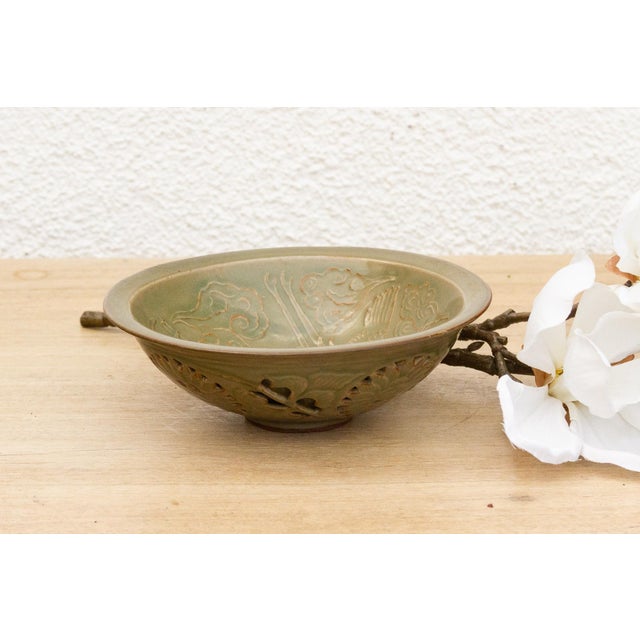 Celadon Antique Dragon Engraved Yaozhou Celadon Bowl For Sale - Image 8 of 8