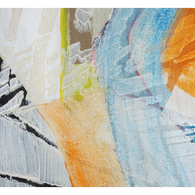 This charming small abstract painting, "Caribbean Breeze," brings to the artist's mind memories of shutters on a cozy...