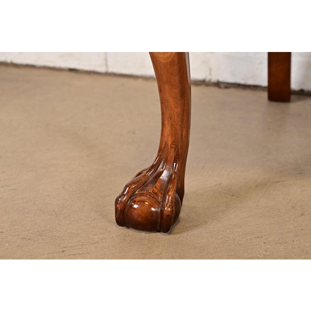 Romweber Chippendale Carved Walnut and Burl Wood Side Chairs or Dining Chairs, Pair For Sale - Image 9 of 13