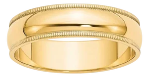 14 Karat Gold Milgrain Half Round Comfort Fit Wedding Band 8.5 Grams