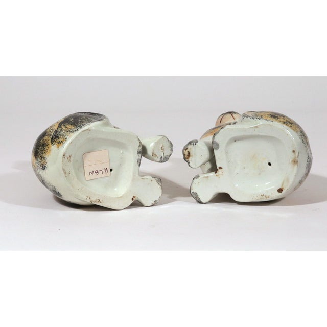Ceramic Pair of Staffordshire Pottery Seated Calico Cats For Sale - Image 7 of 7