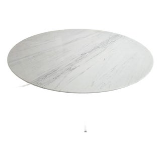 Knoll 54" Round Marble & Chrome Dining Table For Sale