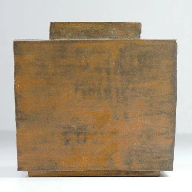 A very massive vase made by hand from ceramics in the style of Brutalism. Glazed. Made in Germany in the 1970s.