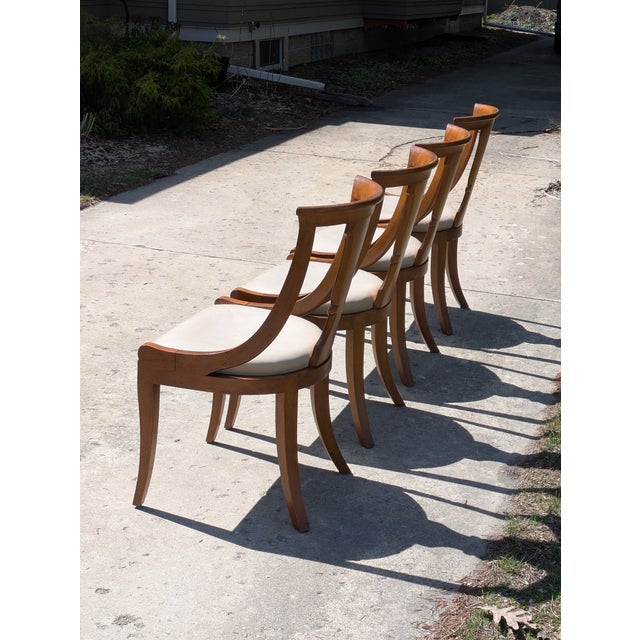 Hollywood Regency 4 Mid 20th Century Baker Style Dining Chairs Regency Klismos Style For Sale - Image 3 of 10
