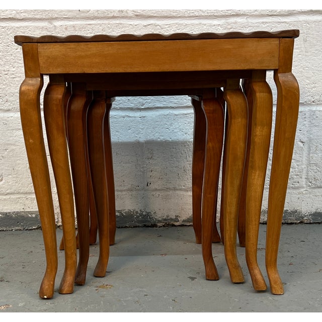 Early 20th Century Set of Four Carved Antique Nesting Tables For Sale - Image 5 of 14