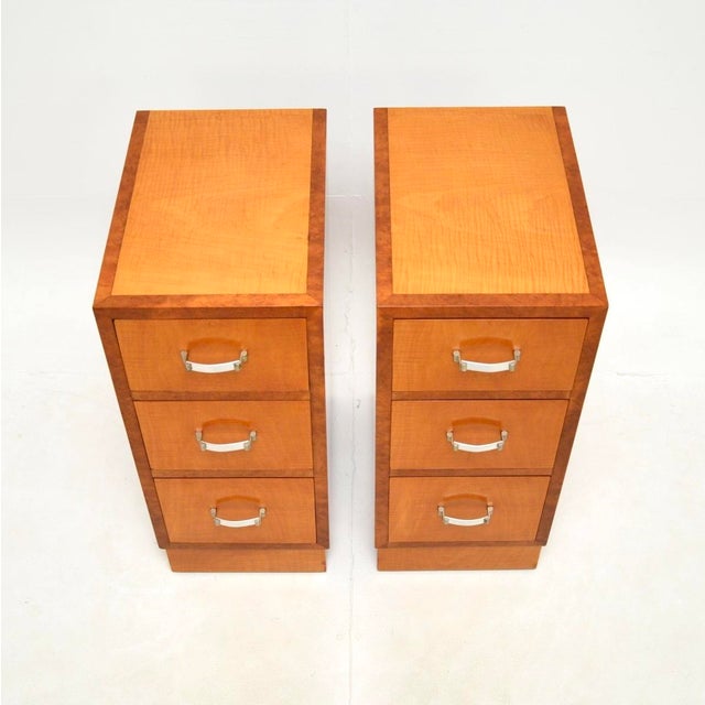 Art Deco Satinwood and Walnut Bedside Chests, 1930s, Set of 2 For Sale - Image 6 of 10