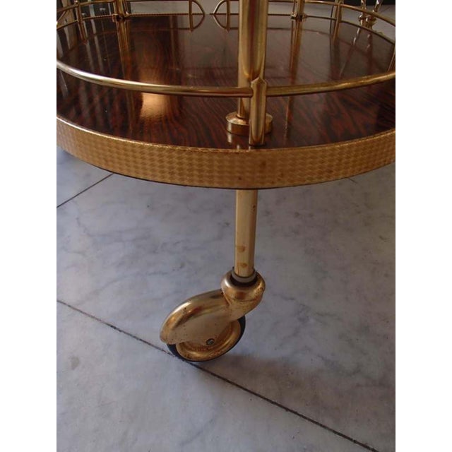 1950s Triangular Kelko Serving Stand with Brass Frame, 1950s For Sale - Image 5 of 13