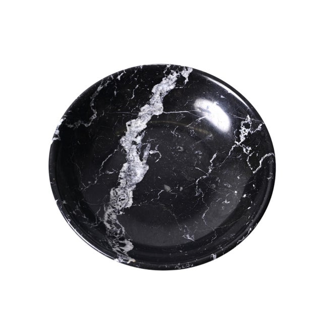 Mid-Century Italian Black Marble with White Grains Round Bowl, 1950s For Sale - Image 9 of 18