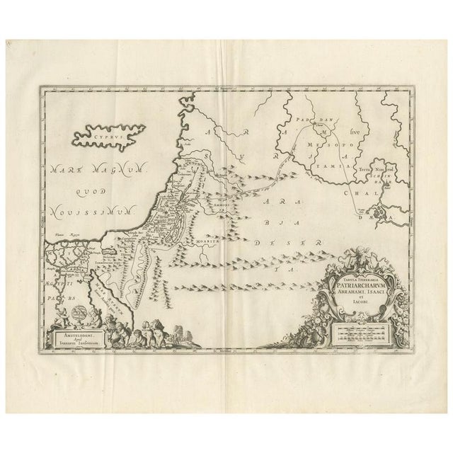 Antique Biblical Map of the Holy Land, 1650 For Sale - Image 11 of 11